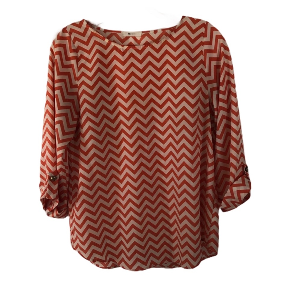 Everly Chevron Cream Coral Top